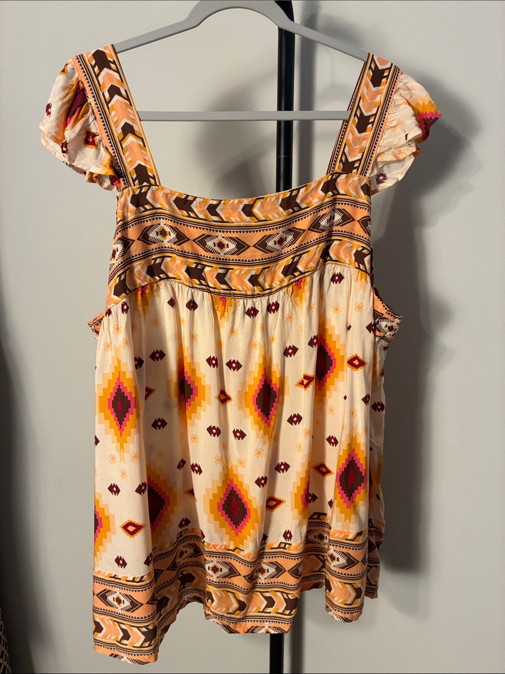 Cato Cream Multicolor Aztec Print Sleeveless Blouse 22/24W - Picture 1 of 6